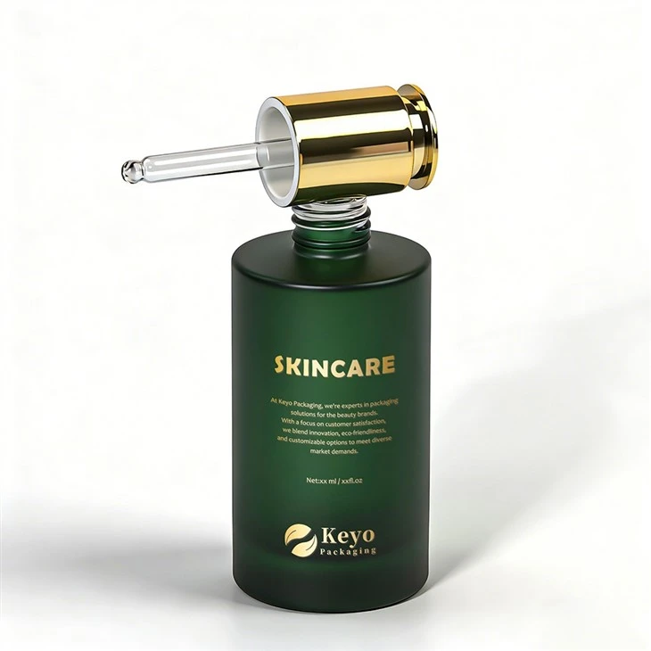 30ml 75ml Frosted Green Glass Bottles With Twist Up Dropper For Hair Essential Serum Oil manufacturers